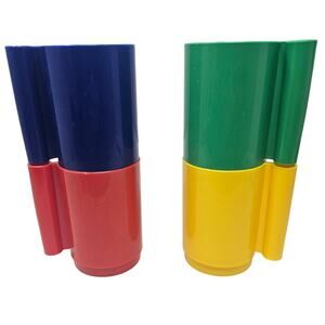 Vintage 70s Vintage 4 Ingrid Chicago Plastic Stacking Cups Set Modern Memphis